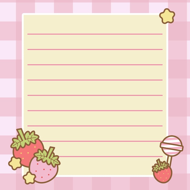Cute Strawberry Lollipop Notepad (caderno de anéis de morango)