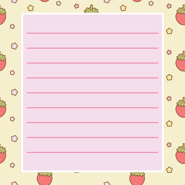 Cute Strawberry Pink Notepad (caderno de notas rosa morango)