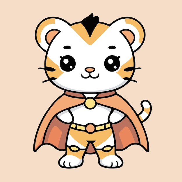 Vetor cute superhero tigress vetor ilustração para crianças livros de histórias e livros de colorir
