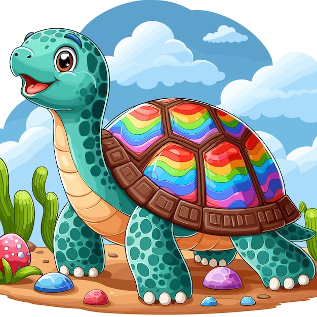 Vetor cute turtle vector ilustração de desenho animado