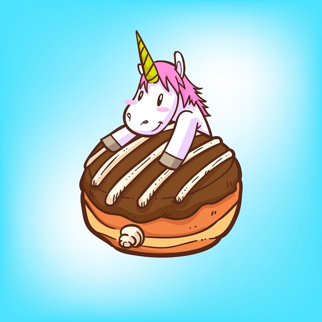 Cute unicórnio e donuts