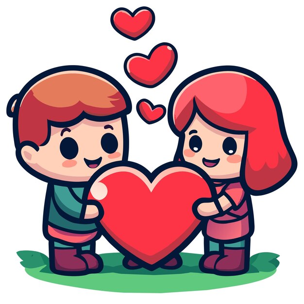 Vetor cute valentine casal amor desenhado à mão plano elegante mascote desenho de personagem de desenho animado adesivo