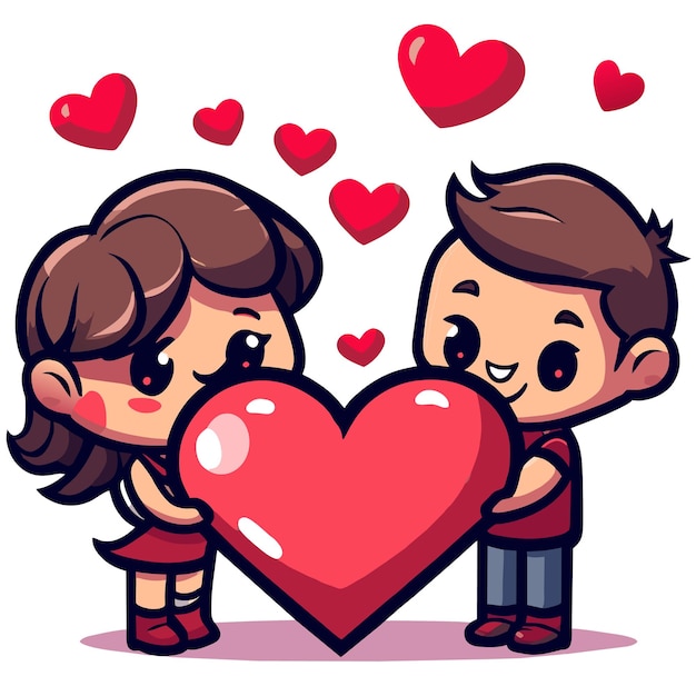 Vetor cute valentine casal amor desenhado à mão plano elegante mascote desenho de personagem de desenho animado adesivo