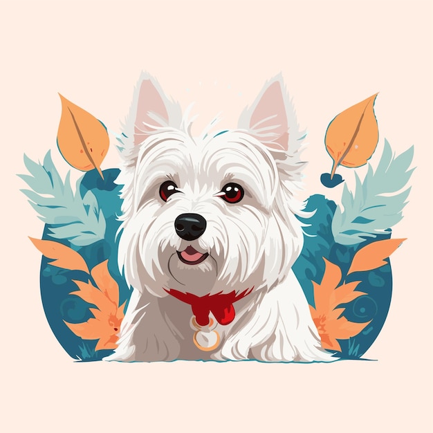 Vetor cute westie dog cartoon vector art ilustração design