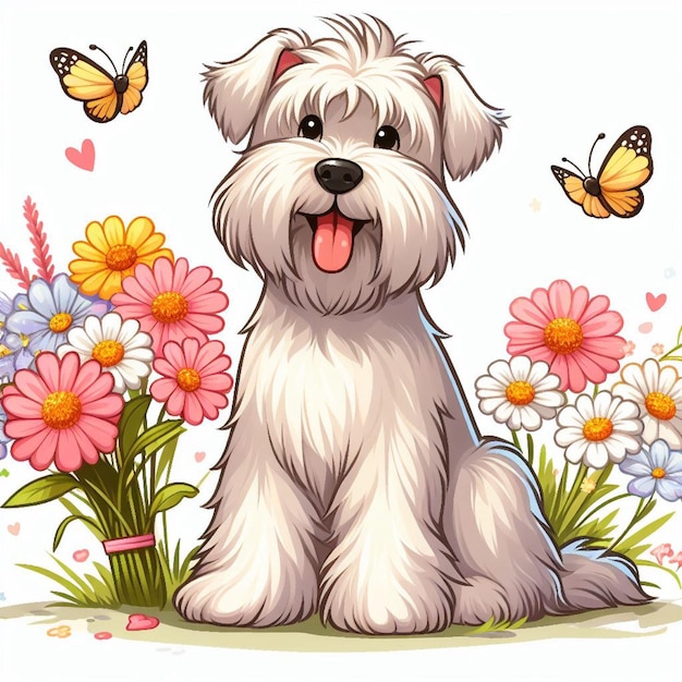 Cute wheaten terrier cão desenho animado vector style fundo branco