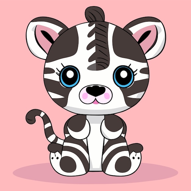 Cute zebra mão desenhada cartoon adesivo ícone conceito ilustração isolada