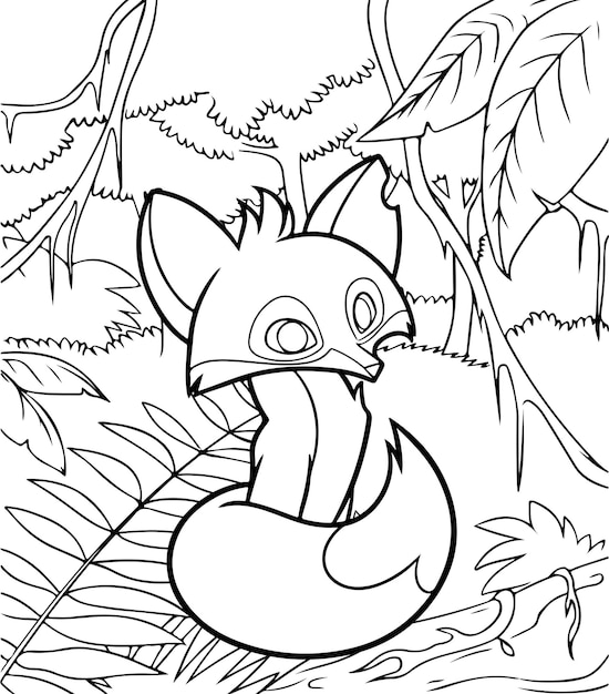 Vetor cutefoxcoloringpagesforkids