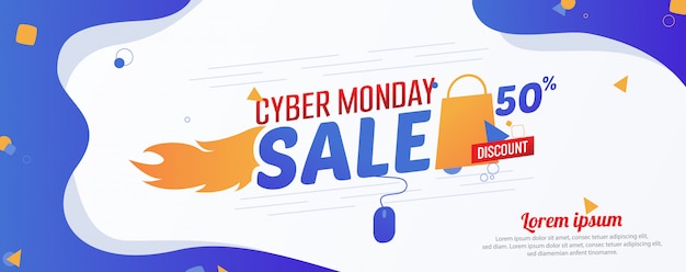 Cyber Monday 50% Venda Publicidade Banner Template