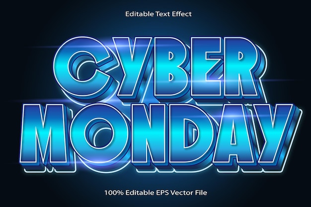 Vetor cyber monday efeito de texto editável estilo de gradiente de desenho animado em relevo