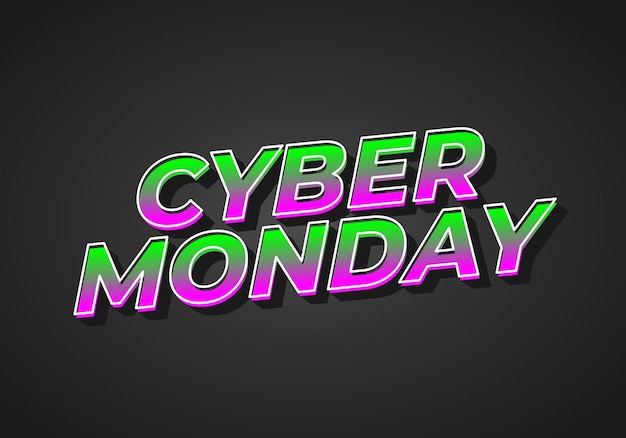 Cyber segunda-feira Efeito de texto em 3 dimensões parece bom para anúncios de mídia social