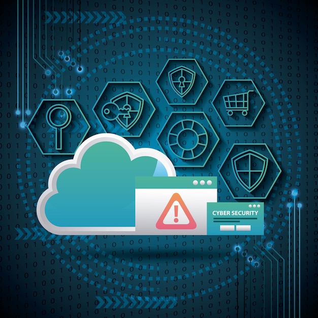 Cyber segurança nuvem perigo campo alerta ferramentas antivírus segurança circuito fundo