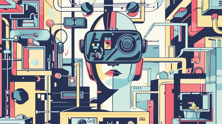 Vetor cyberpunk dreamscape em vr