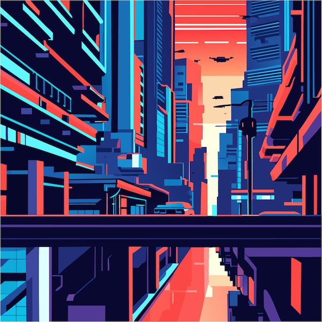 Vetor cyberpunk pixel art dreamscape cidade das falhas