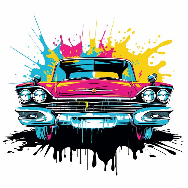 Cyper_punk_car_vector_graphic_dripping_vector