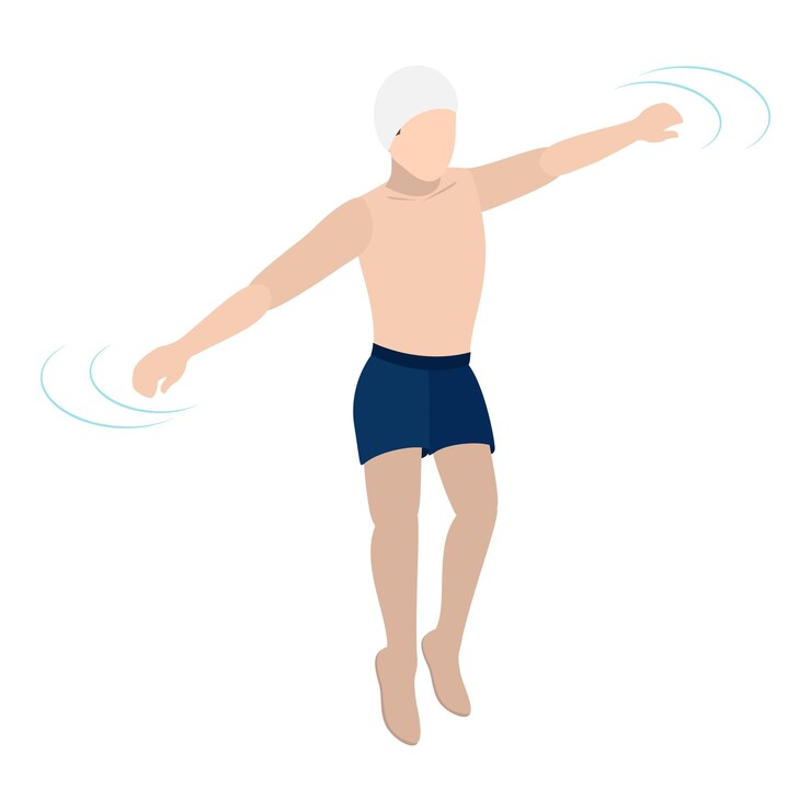 Vetor d conjunto de vetores planos isométricos de nadadores de piscina item de atividades aquáticas
