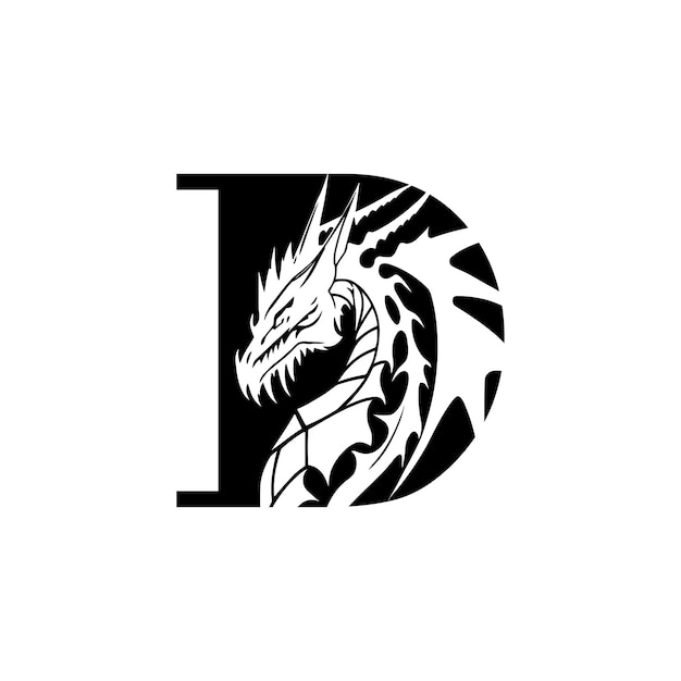 D dragon moderno logotipo de letras iniciais minimalistas