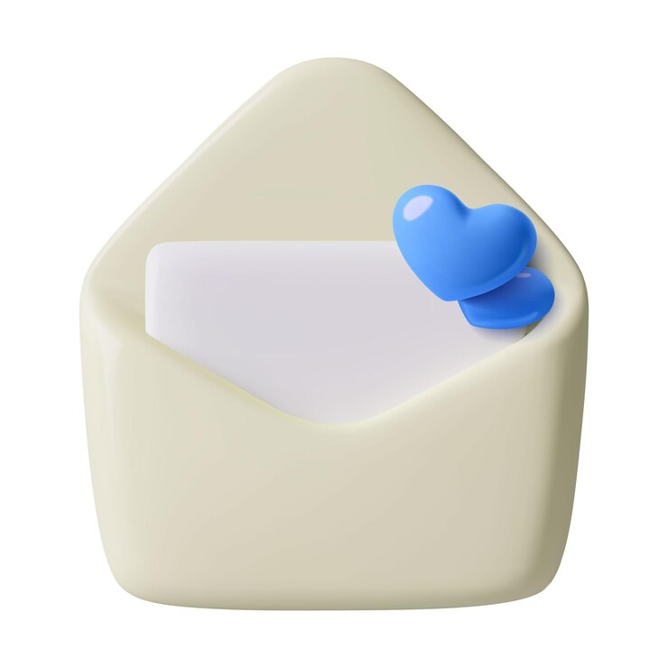 Vetor d emoji de envelope aberto com corações azuis e folha de papel em branco para mensagem de saudação ícone de correio mínimo