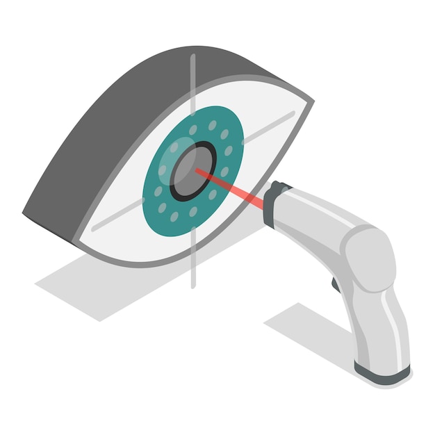 D ilustração de vetor plano isométrico de item de clínica de oftalmologia de cirurgia LASIK