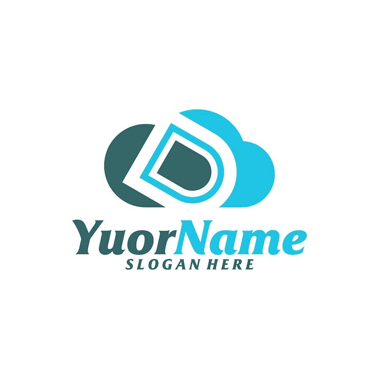 Vetor d inicial com modelo de design de logotipo de nuvem letra d conceito de logotipo vetor símbolo de ícone criativo