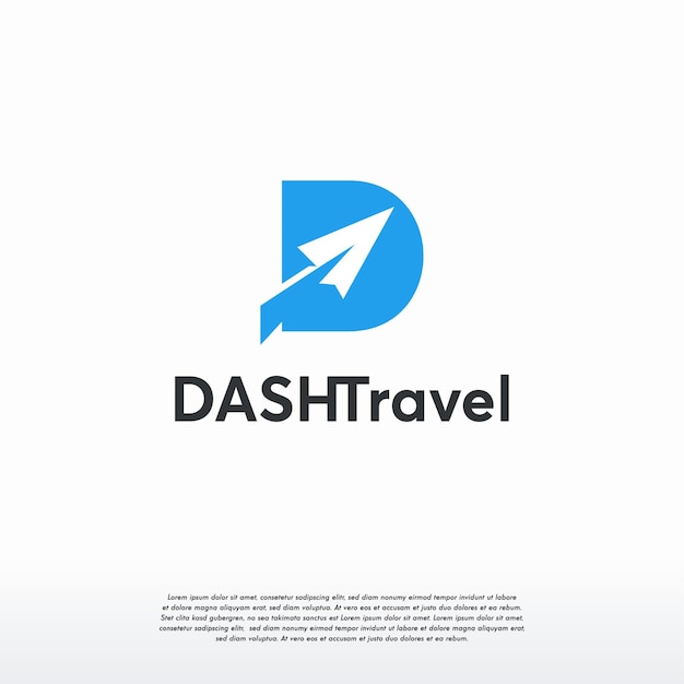 D logotipo de viagem inicial projeta vetor de conceito, logotipo da dash travel