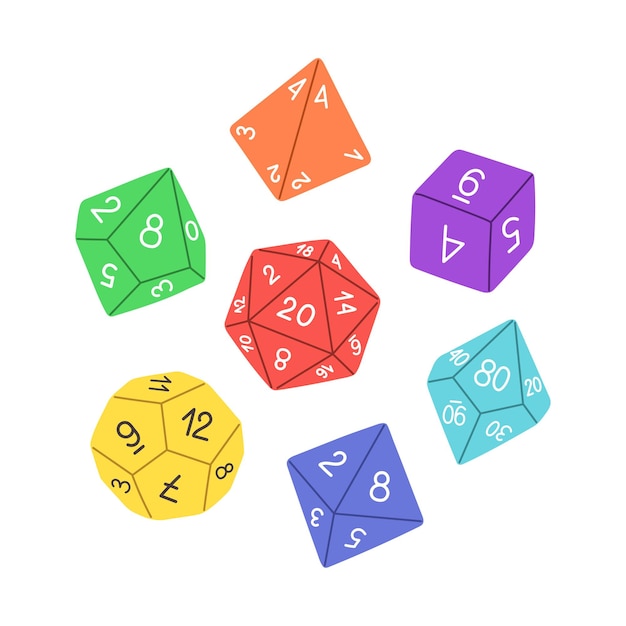 Kit de Dados de Tabuleiro RPG 7 unidades Set Jogos D&d D4 D6 D8 D10 D12 D20