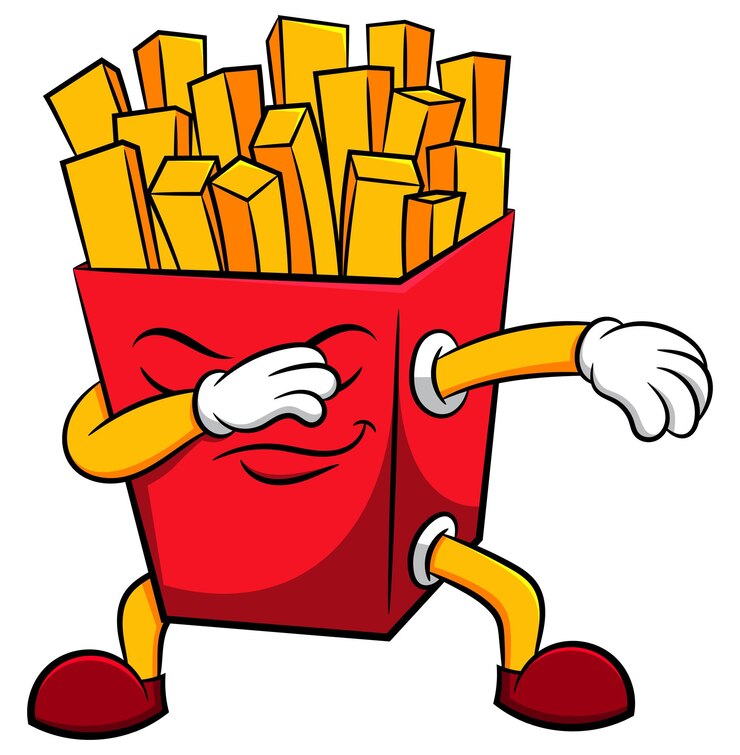 Vetor dabbing batatas fritas embalagem caixa ilustração de desenho animado