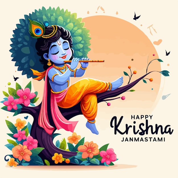 Vetor dahi handi festival de feliz krishna janmashtami design de ilustração vetorial