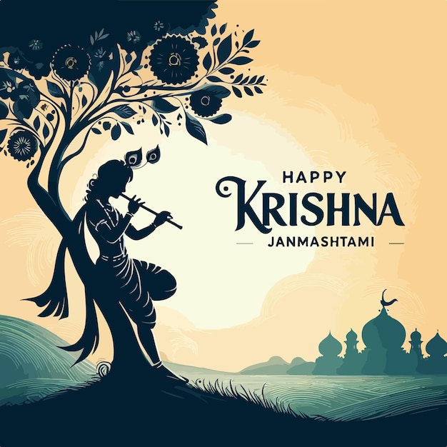 Dahi handi festival de feliz krishna janmashtami design de ilustração vetorial