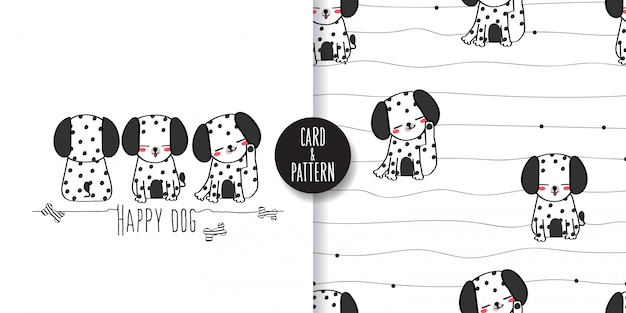 Dalmatian dog pet seamless pattern and illustration