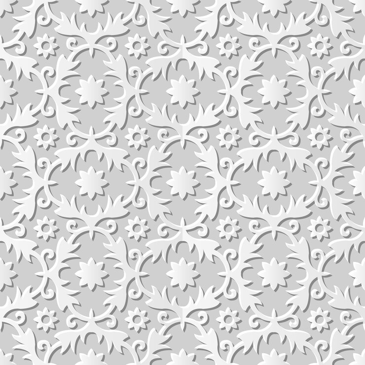 Vetor damasco padrão sem emenda 3d papel arte espiral em cruz flor