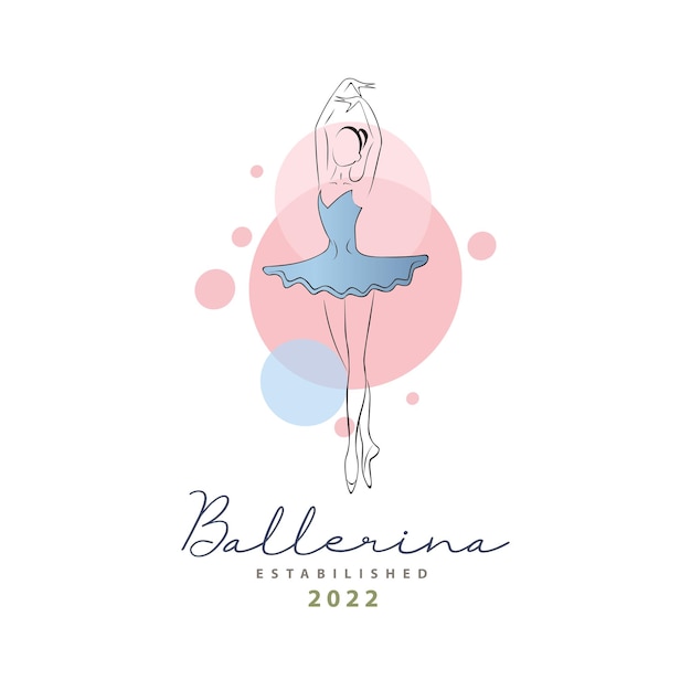 Dança de bailarina no vetor de design de modelo de ilustração de logotipo de estilo de dança de beleza de movimento de balé