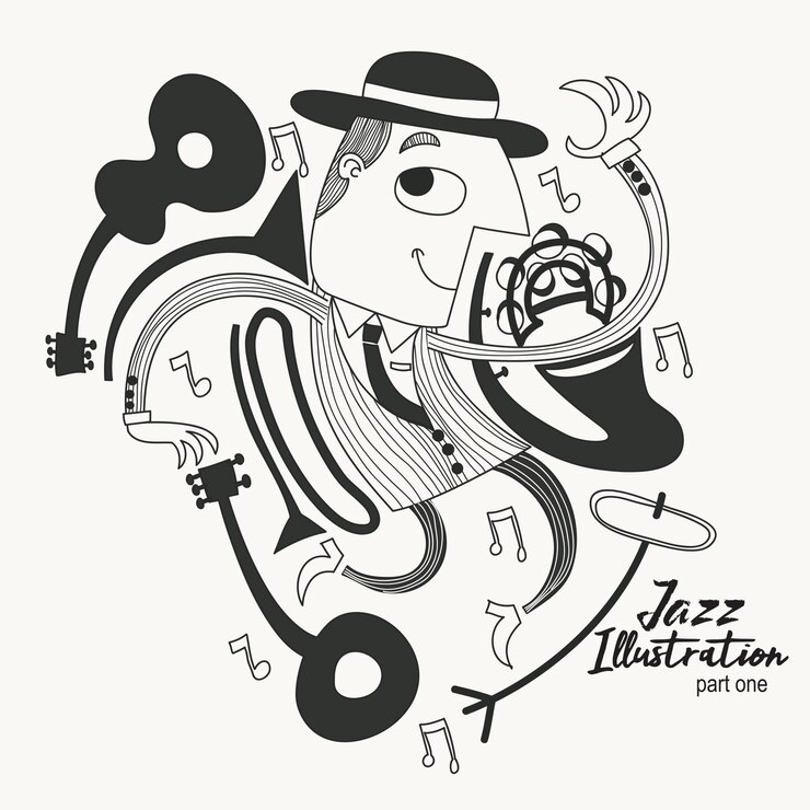 Dança de ilustração de cara de Jazz