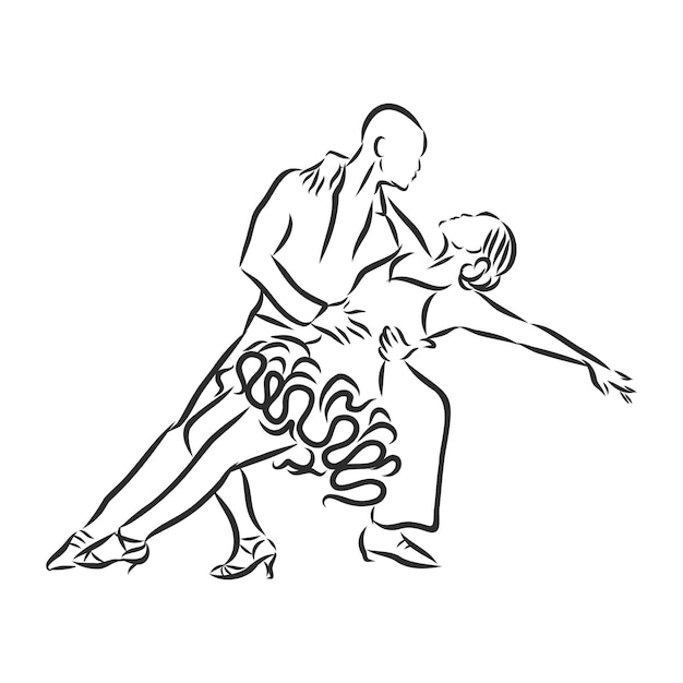 Dança latina, dança de casal, vetor, desenho sobre um fundo branco