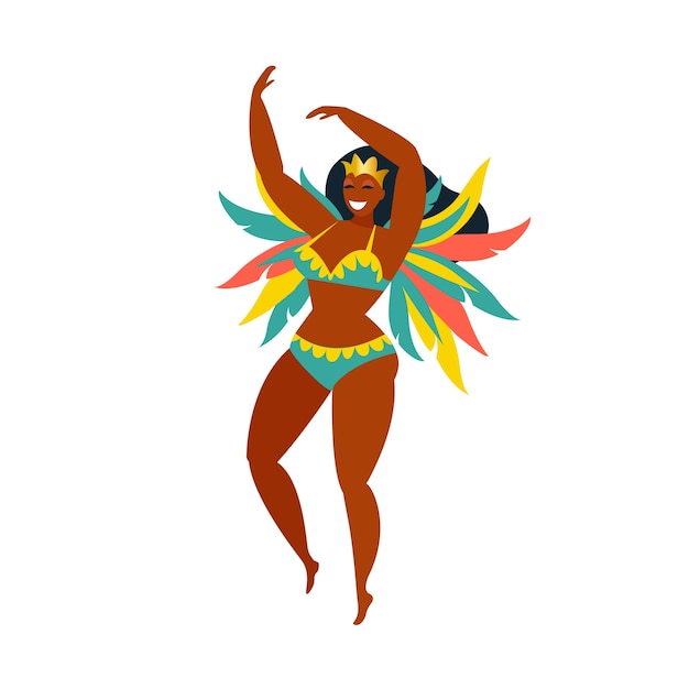 Dançarinos brasileiros de samba rio. vector menina de carnaval dançando.