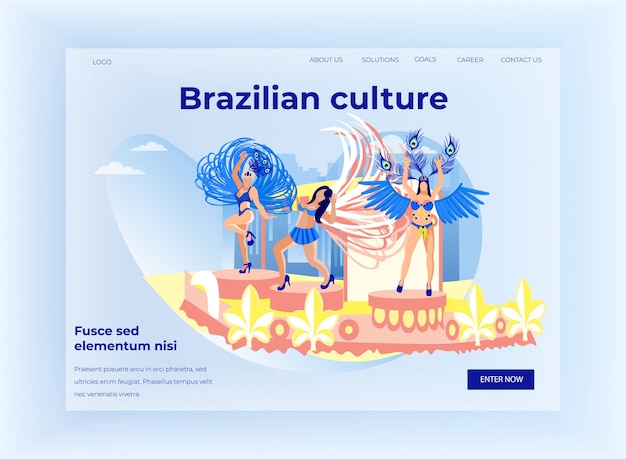 Dançarinos de samba brasileiros na plataforma decorativa