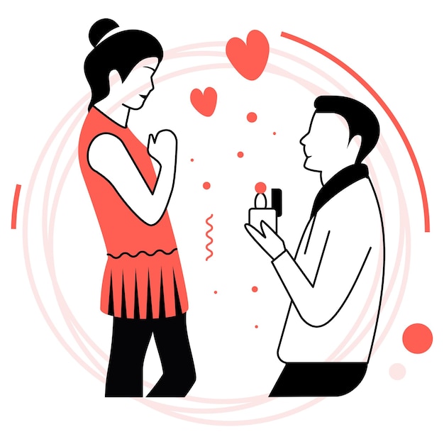 Dando anel de noivado vector design dia dos namorados amor e romance amizade e doença de amor