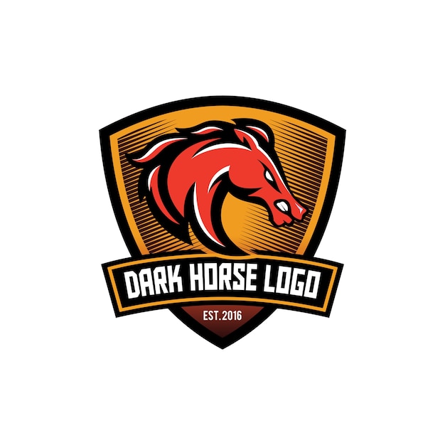 Dark horse and shield logo design