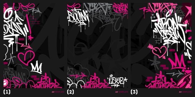 Vetor dark pink abstract urban style hiphop graffiti street art ilustração vetorial modelo de fundo