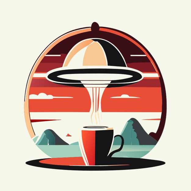 Das bild soll eine humorvolle szene zeigen in der ausserirdische in einem ufo sitzen und kaffee (o quadro deve mostrar uma cena humorística em um ufo sentado e com café)