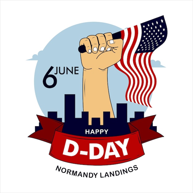 Dday normandy landings memorial vector design