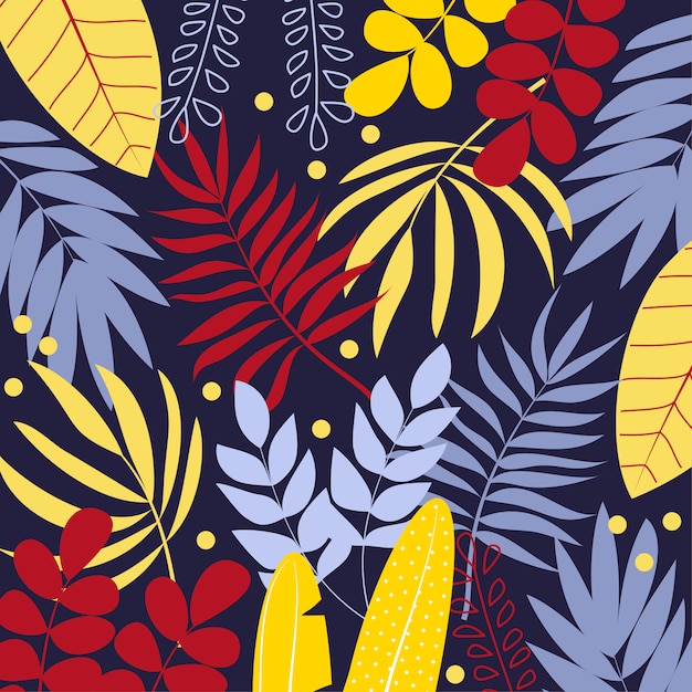 De fundo vector colorida com folhas tropicais