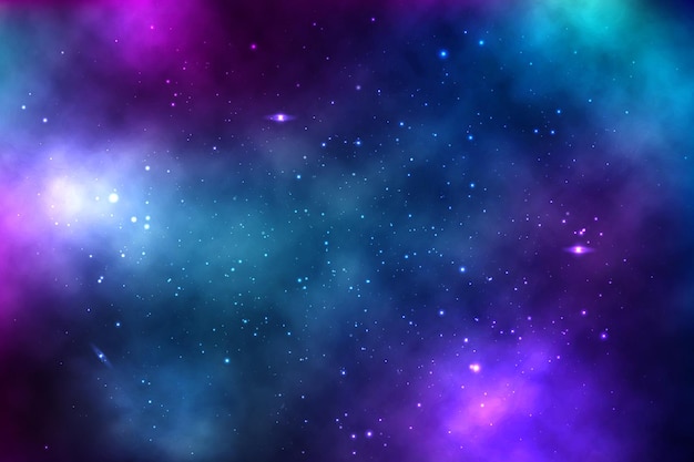 De fundo Vector de um espaço infinito com estrelas, galáxias, nebulosas. manchas de óleo brilhantes e borrões com pontos brancos