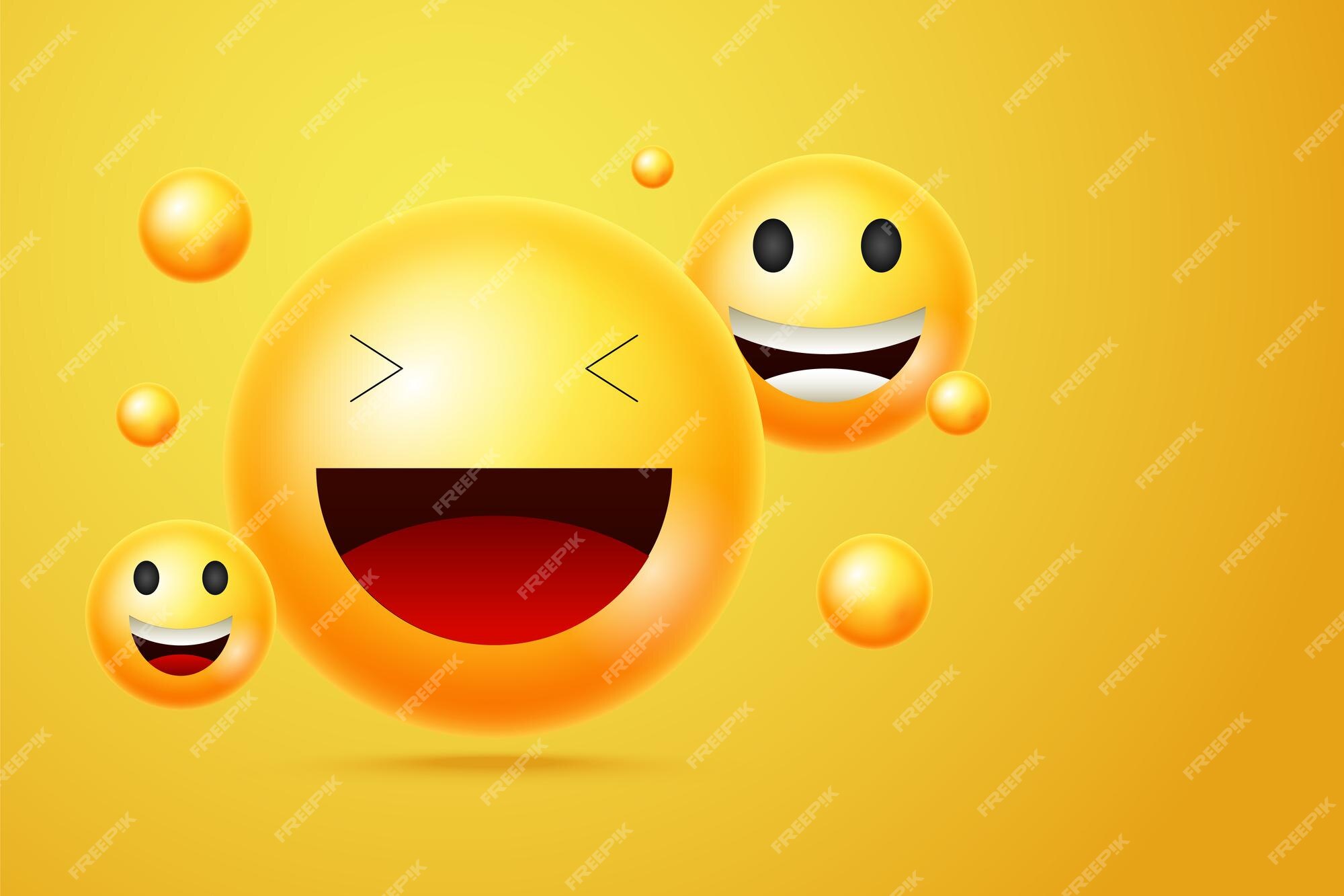 Emoji Com Cabelo Engraçado Emoticon Simples Fundo Amarelo Vector