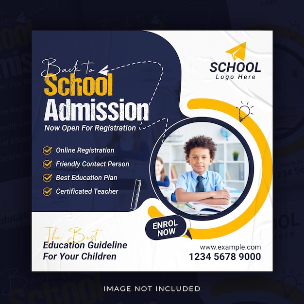 De volta à escola admissão mídia social instagram pós-educação praça flyer web banner modelo