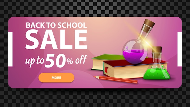 De volta à escola, até 50% de desconto, banner de desconto para seu website