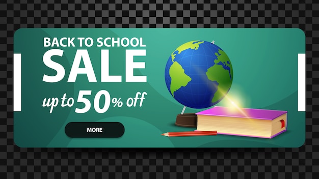 De volta à escola, até 50% de desconto, banner de desconto para seu website