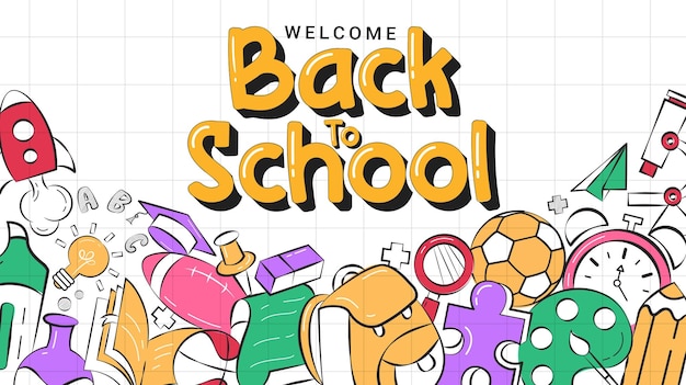 De volta à escola saudação clipart design de fundo Bem-vindo de volta à escola saudade texto clip art
