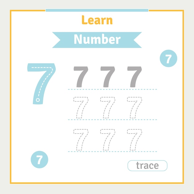 De volta à planilha da escola para crianças com rastreamento de número vector ilustração pré-escolar aprendizagem de número