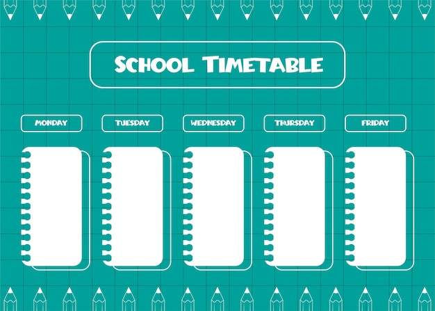 De volta ao calendário escolar modelo de calendário escolar para estudantes ou alunos vetor grátis