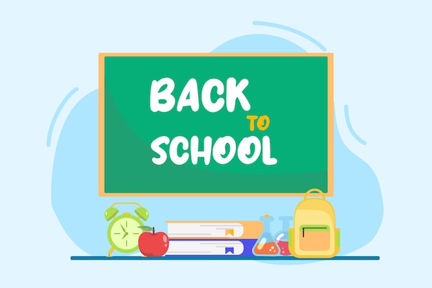 De volta ao conceito de escola Ilustração de vetor plano colorido isolado